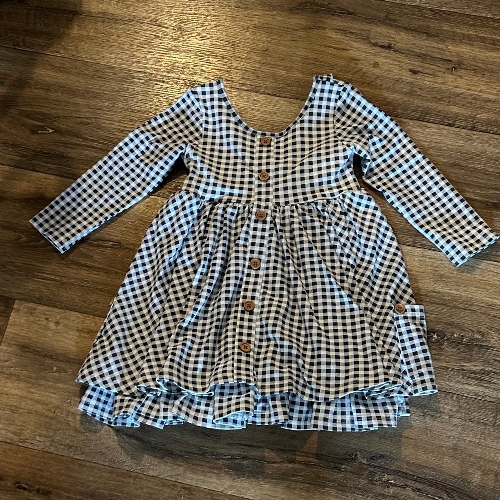 SweetHoney Black and White Gingham Kids Dress